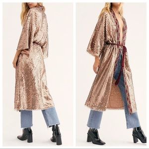 Free People Light is Coming Gold Sequin Duster
